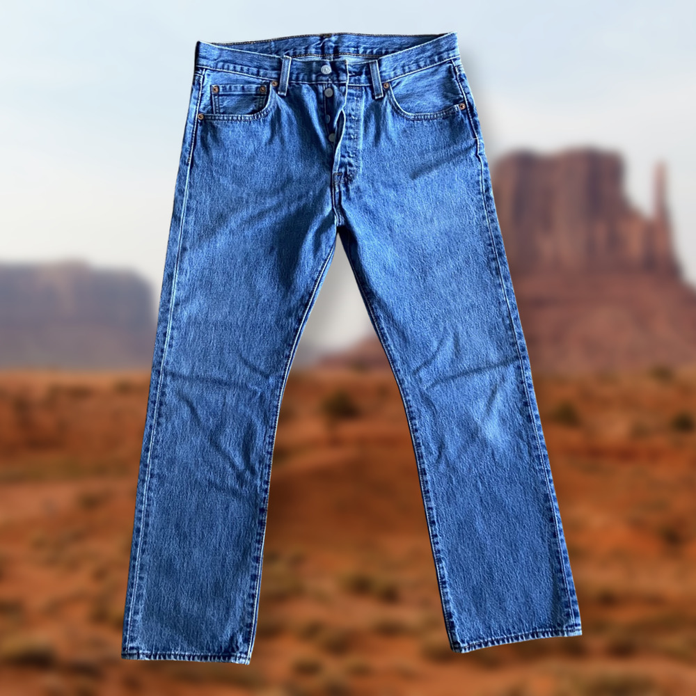 Levi Levis 501 Straight Button Fly Blue Mens Jeans